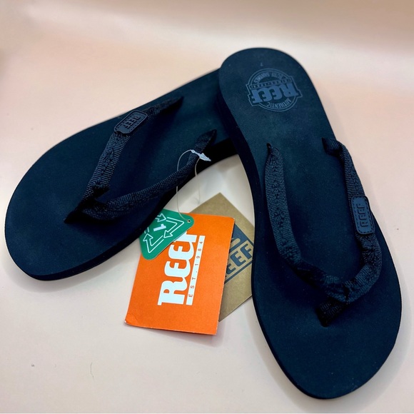 REEF “GINGER” BLACK FABRIC SURF FLIP FLOPS/ THONGS/ SANDALS WOMEN’S 7 *NWT* - Picture 3 of 3